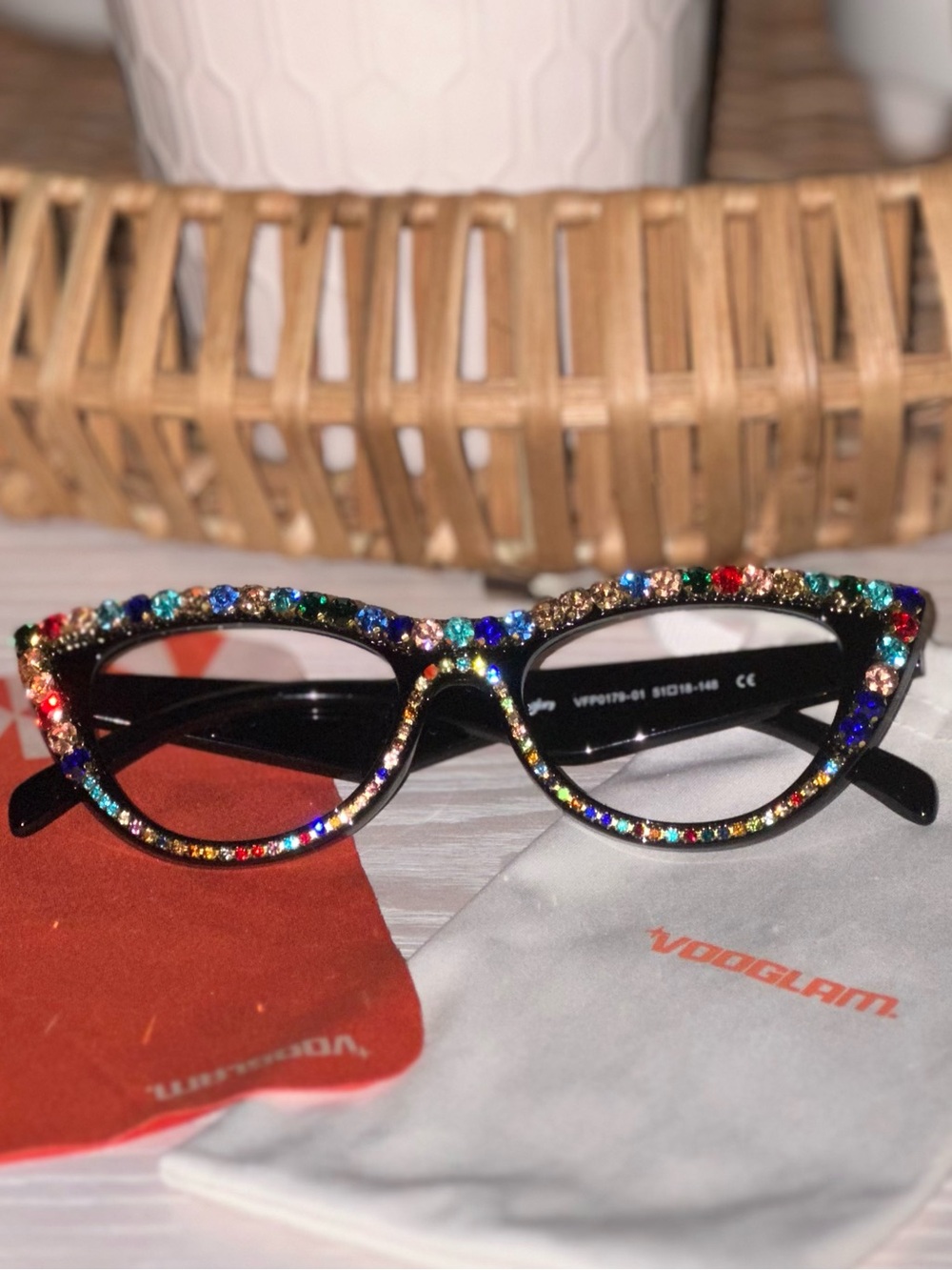 Vooglam Aludra multicolored rhinestone cat-eye readers 3.0